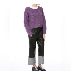 Tibi Wool Cropped Pull-over in Blue Multi Oversized Sweater Small